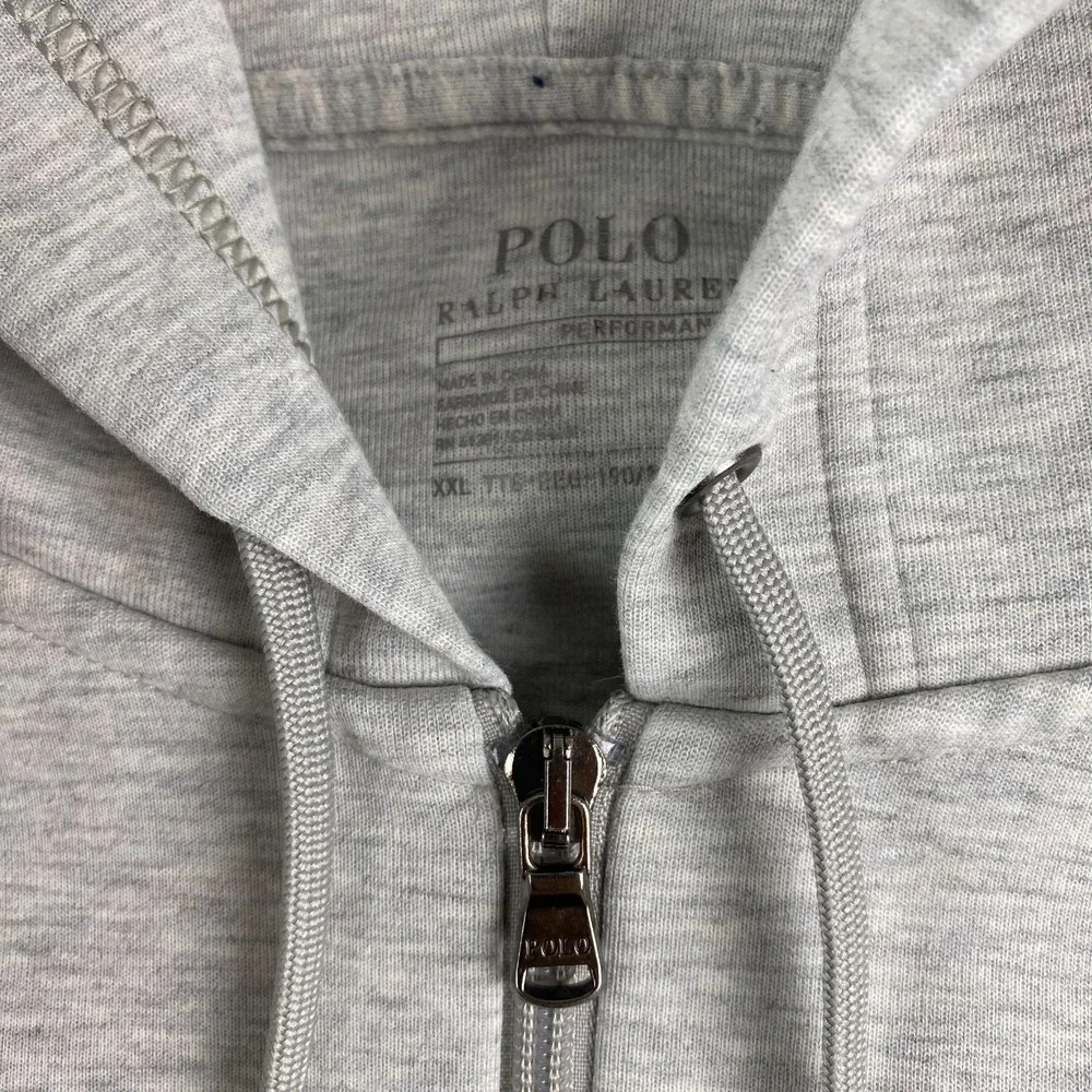 Polo Ralph Lauren mens Performance Hoodie XXL 2XL Double Knit Full Zip Gray